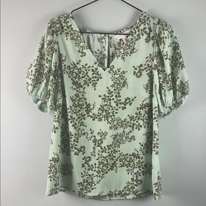 LC Lauren Conrad Floral Green Blouse Size S